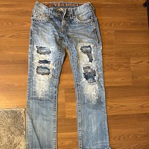 Rock Revival Light Blue Distressed Slim Jeans
